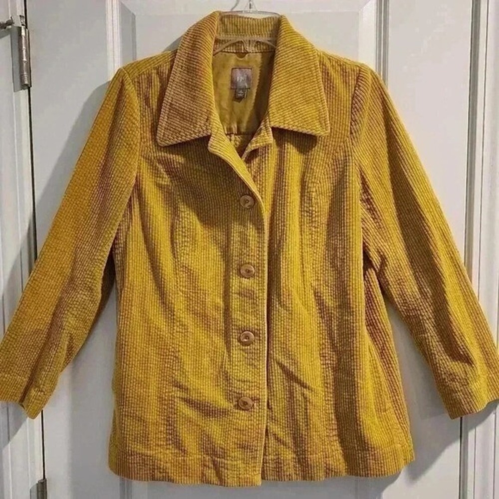 J. Jill Petite Corduroy Button Front Jacket Yellow Small Career Casual